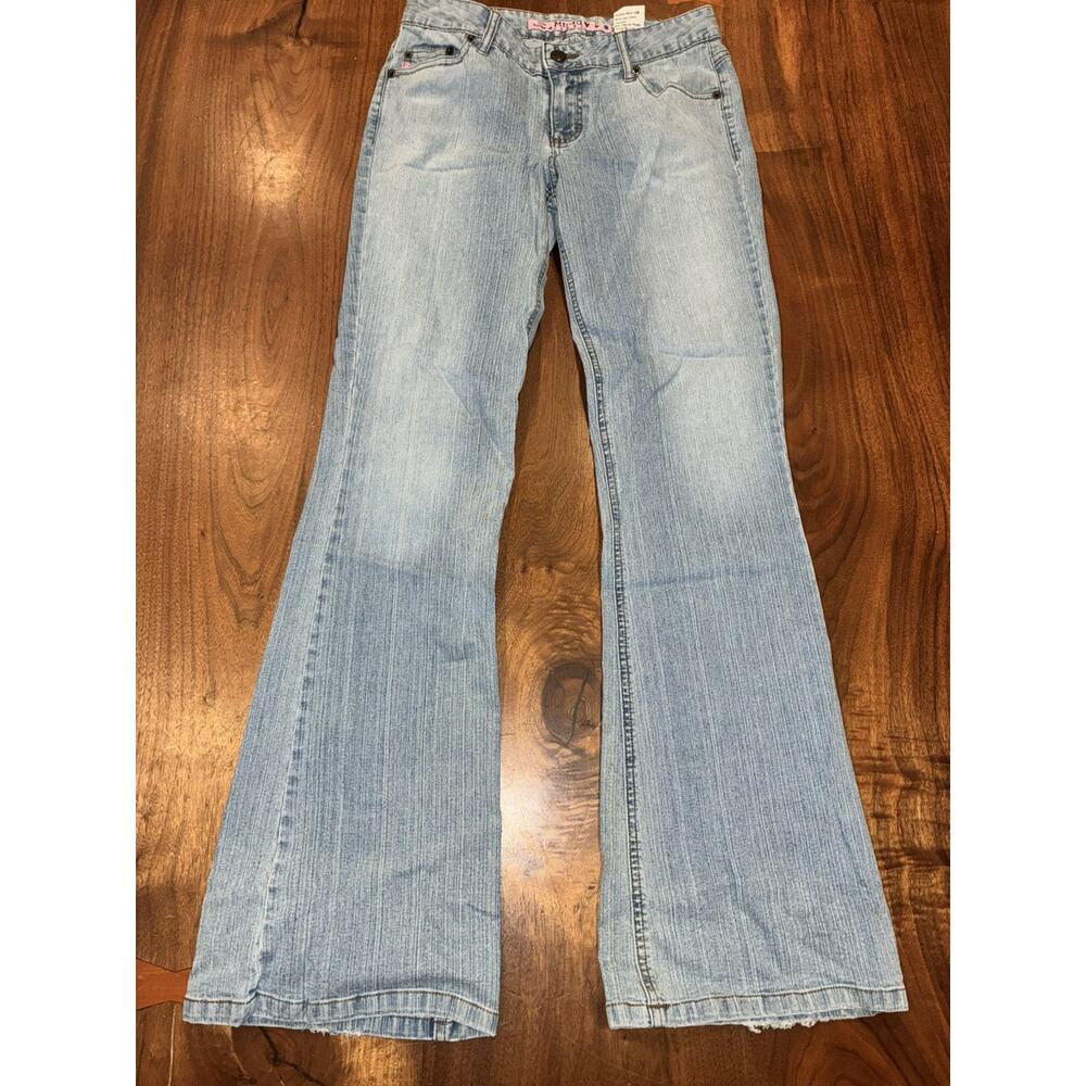 Vintage 90s, Y2K Mudd jeans Jr 3 Blue Low/Mid Rise Denim Flared / Bell Leg